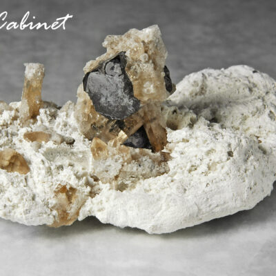 (B2) Bixbyite & Gem Pink Topaz on Matrix - Location: Thomas Range, Juab Co., Utah.