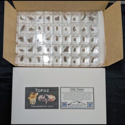 (TMMLS) Wholesale Box of 45 acrylic box thumbnails (Utah Sherry Topaz Location: Thomas Range, Juab Co., Utah)