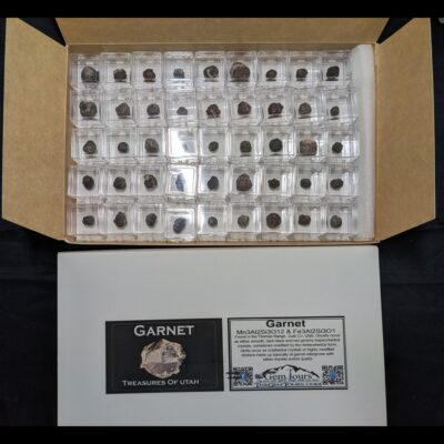 (TMMLS) Wholesale Box of 45 acrylic box thumbnails (Garnet Location: Thomas Range, Juab Co., Utah)