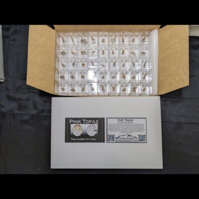 (TMMLS) Wholesale Box of 45 acrylic box thumbnails (Utah Pink Topaz Location: Thomas Range, Juab Co., Utah)