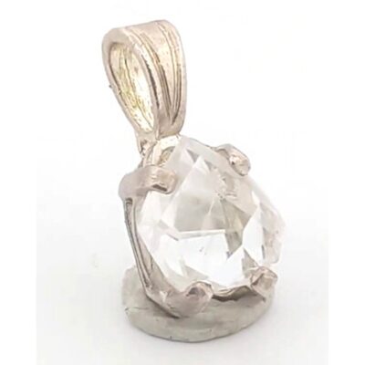 (TMMLS067) Clear Topaz Facetted Freeform Sterling Silver Pendant - Thomas Range Utah (ls01pendant13)