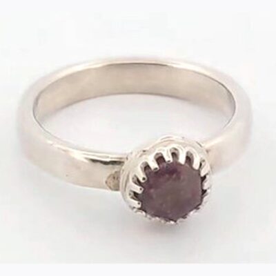 (TMMLS054) Red Beryl and Sterling Silver Ring Size 6.5 - Thomas Range Utah (ls01ring13)