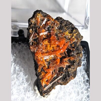 (TMMLS172) CROCOITE DUNDAS AUSTRALIA MINERALS CRYSTALS GEMS-THN (crocoite02)